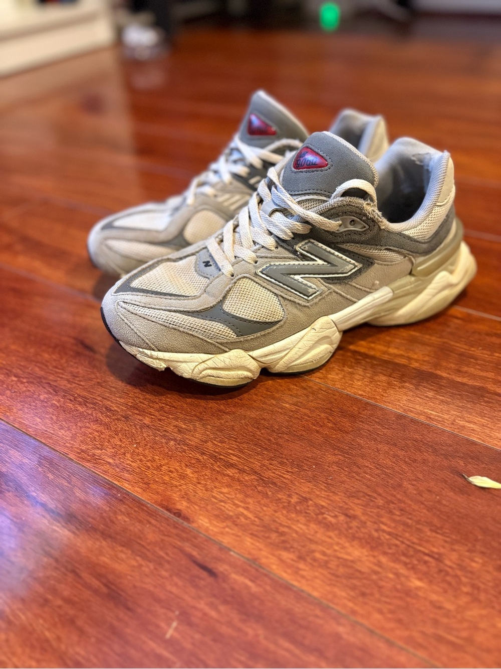 New Balance Kids Grey and Off-White Sneakers